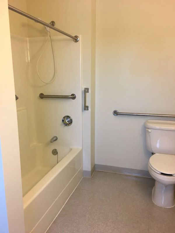Shower and toilet in the bathroom