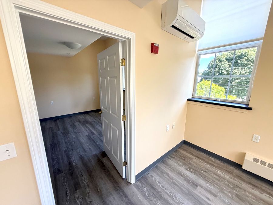 Door and window leading into the bedroom