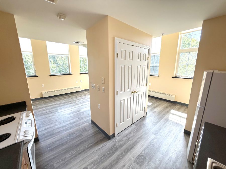 View of the living area from the kitchen