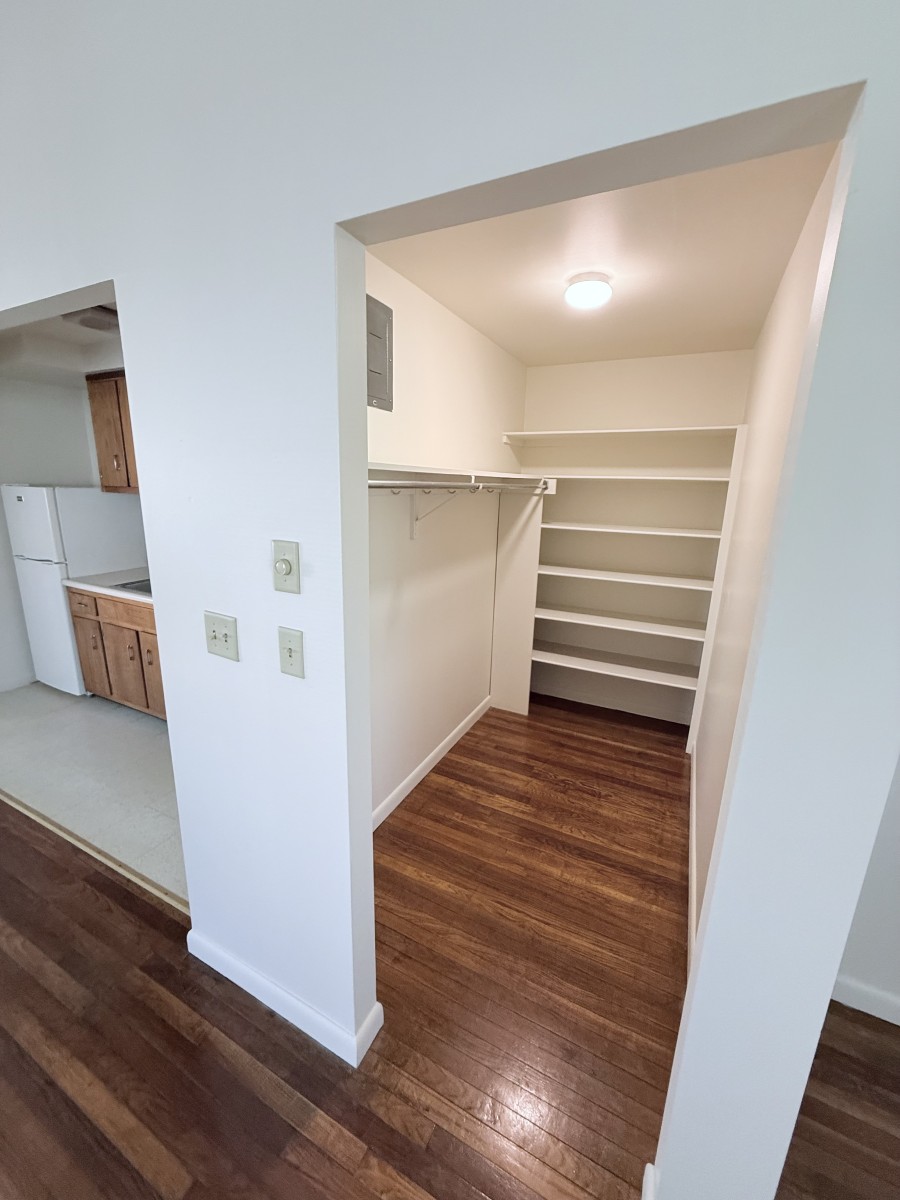 Large pantry and hanging rack and shelves